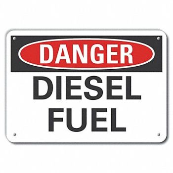 LYLE Rflct Diesel Danger Sign 10x14in Alum, 63JU84