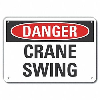 LYLE Rflct Crane Hoists Danger Sign 10x14in, 63JU96