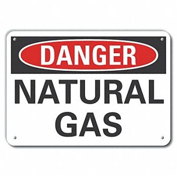 LYLE Natural Gas Danger Sign 10inx14in Alum, 63JV15