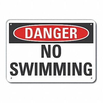 LYLE Rflctv No Swimming Danger Sign 10x14in, 63JV45