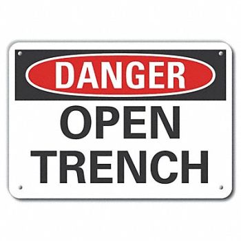 LYLE Open Trench Danger Sign 10inx14in Alum, 63JV51
