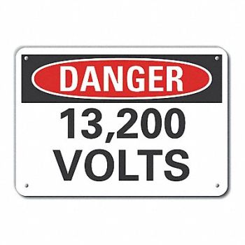 LYLE Rflct Voltage Danger Sign 10x14in Alum, 63JW06