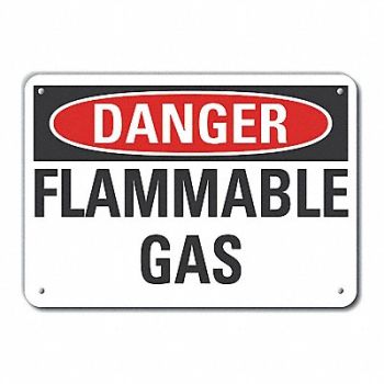LYLE Alum Flammable Gas Danger Sign 7x10in, 63JW71