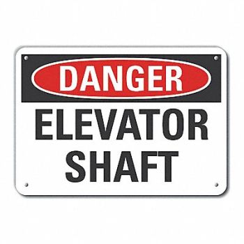 LYLE Alum Elevator Hazard Danger Sign 7x10in, 63JX92