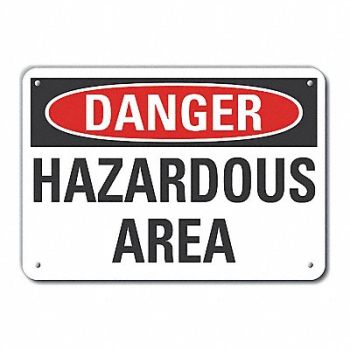 LYLE Rflct Hzrd Area Danger Sign 10x14in Alum, 63JY24