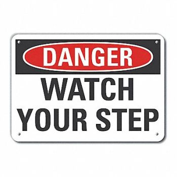 LYLE Rflct Steps Danger Sign 10x14in Alum, 63JZ57