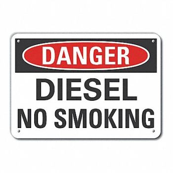 LYLE Rflct Diesel Danger Sign 10x14in Alum, 63KA78