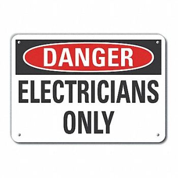 LYLE Rflct ElecEquip Danger Sign 10x14in Alum, 63KA90