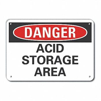 LYLE Rflct Acid Danger Sign 10x14in Aluminum, 63KC75