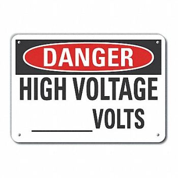 LYLE Rflct High Voltage Danger Sign 10x14in, 63KD60