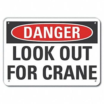 LYLE Rflctv Crane Hoists Danger Sign 10x14in, 63KD72
