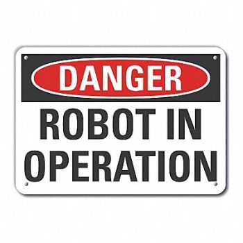 LYLE Rflct Robot Area Dangr Sign 10x14in Alum, 63KD96