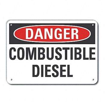 LYLE Rflctv Combust Diesel Dangr Sign 10x14in, 63KE09