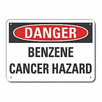LYLE Rflct Benzene Danger Sign 10x14in Alum, 63KH60