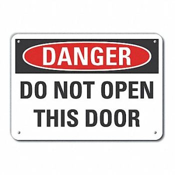LYLE Door Instrction Danger Sign 10x14in Alum, 63KH72