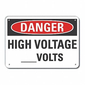 LYLE Rflct High Voltage Danger Sign 10x14in, 63KH96