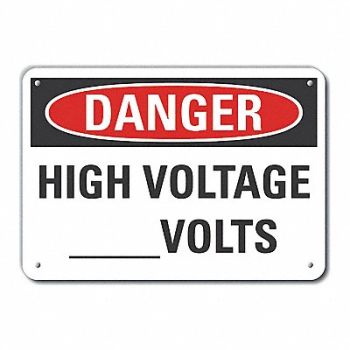 LYLE Rflct High Voltage Danger Sign 10x14in, 63KJ21