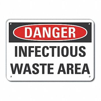 LYLE Rflct Infectious Waste DangrSign 10x14in, 63KJ33