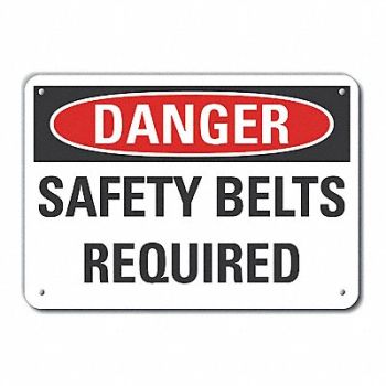 LYLE Rflct Safety Belt Danger Sign 10x14in, 63KJ69