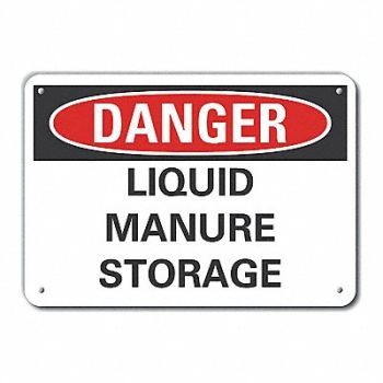 LYLE Rflct Liquid Manure Sign 10x14in Alum, 63KJ81