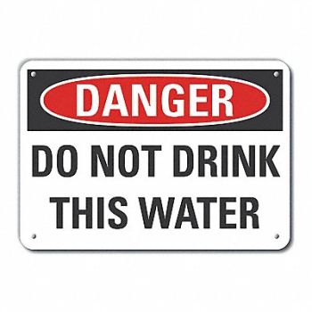 LYLE Rflct Potable Water Danger Sign 10x14in, 63KK78