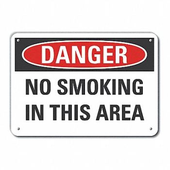LYLE Alum No Smoking Danger Sign 10x14in Alum, 63KL33