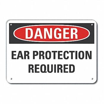 LYLE Rflct Hearing Danger Sign 10x14in Alum, 63KL63