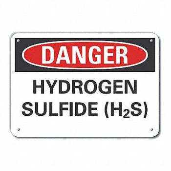 LYLE Rflct H2S Danger Sign 10x14in Alum, 63KM48