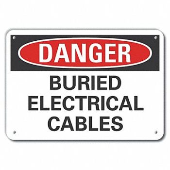 LYLE Alum Buried Cable Danger Sign 10x14in, 63KN03