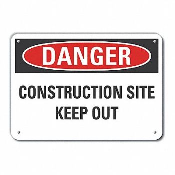 LYLE Rflct Construct Area Danger Sign 10x14in, 63KP42