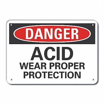 LYLE Rflct Acid Danger Sign 10x14in Aluminum, 63KP66