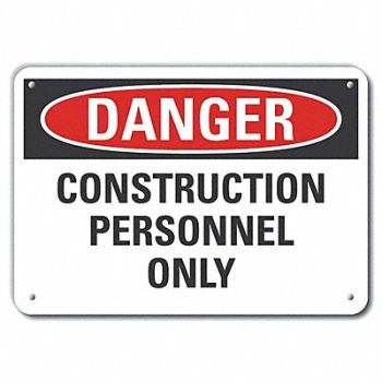 LYLE Construct Area Danger Sign 7x10in Plstc, 64RP05