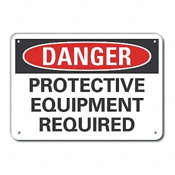 LYLE Rflct PPE Danger Sign 10x14in Aluminum, 63KR75