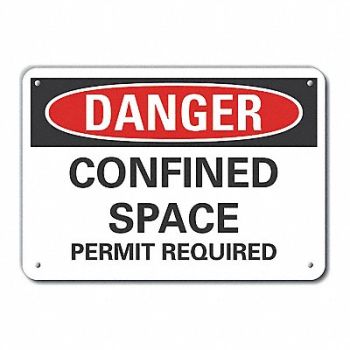 LYLE Rflct Confined Space Danger Sign 10x14in, 63KT72