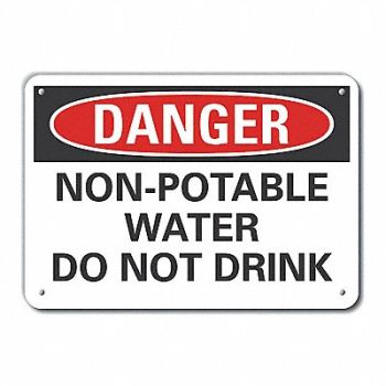 LYLE Potable Water Danger Sign 10inx14in Alum, 63KT78