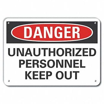LYLE Rflct Auth Personnel Danger Sign 10x14in, 63KU45