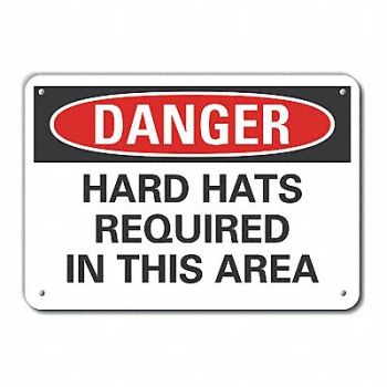 LYLE Alum Hard Hat Danger Sign 10x14in Alum, 63KU51