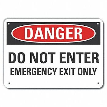 LYLE Emergency Exit Danger Sign 10x14in Alum, 63KU69