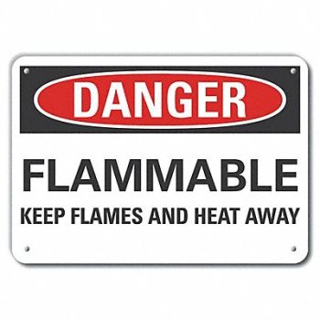 LYLE Alum Flammable Mtrl Danger Sign 10x14in, 63KW33