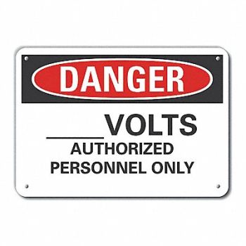 LYLE Rflct Voltage Danger Sign 10x14in Alum, 63KW63