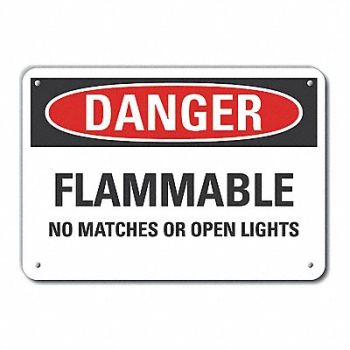 LYLE Alum Flammable Mtrl Danger Sign 10x14in, 63KW81