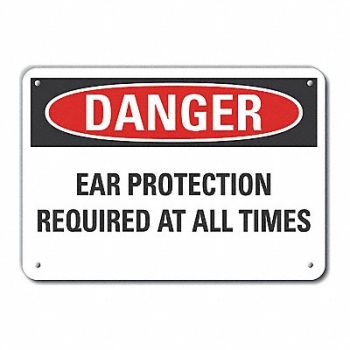 LYLE Rflct Hearing Danger Sign 10x14in Alum, 63KX48