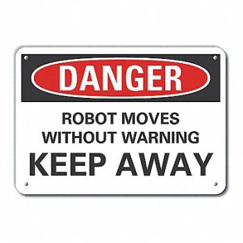 LYLE Robot Area Danger Sign 10inx14in Alum, 63KY27