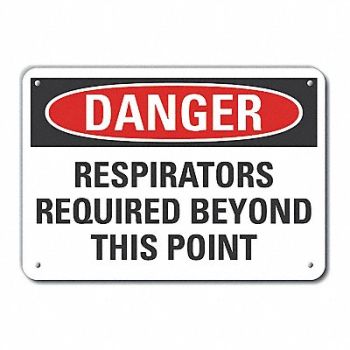 LYLE Rflct Respirator Rqrd Dangr Sign 10x14in, 63KZ42