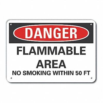 LYLE Rflctv Flam Area Danger Sign 10x14in Alu, 63KZ90