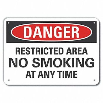 LYLE Rflct No Smoking Dangr Sign 10x14in Alum, 63LA03