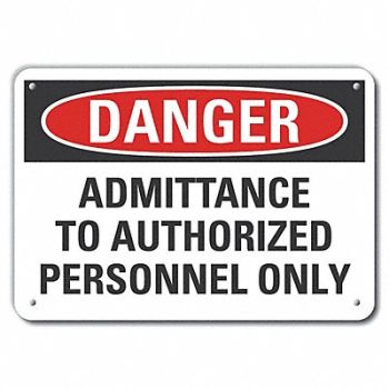 LYLE Auth Personnel Danger Sign 10x14in Alum, 63LA09