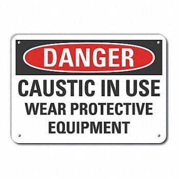LYLE Rflct Caustic Danger Sign 10x14in Alum, 63LA87