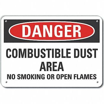 LYLE Rflctv Combust Dust Danger Sign 10x14in, 64NV21