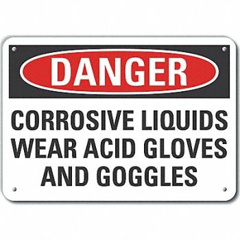 LYLE Rflct Corrosive Mtrl Danger Sign 10x14in, 64NV33